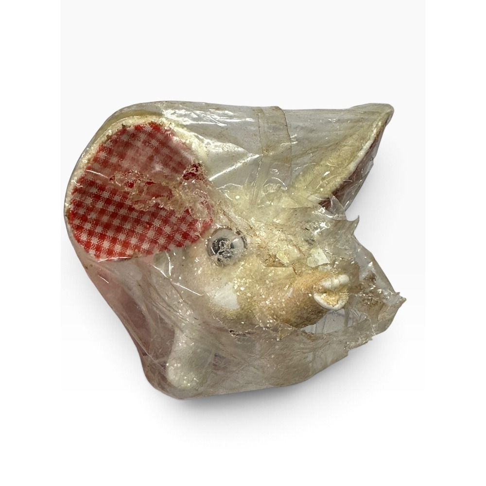 Stats Elephant Floral Pick Vintage White Red Checkered Ears New Torn Wrap 10in